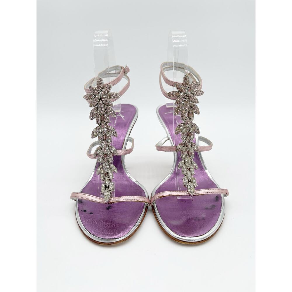 Giuseppe Zanotti Vintage Pink Metallic Crystal Embellished Strappy Sandals IT 38 - Picture 6 of 15